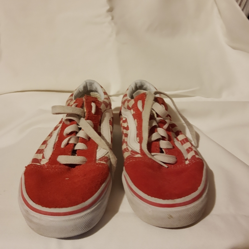 Vans boys VTG red suede lace up checkerboard